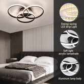 Ceiling light fixture in a bedroom with features highlighted on the right.